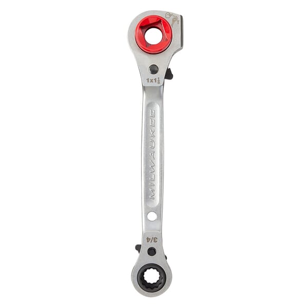 Milwaukee 48-22-9216 5-in-1 Ratcheting Wrench, 9/16 in, 3/4 in, 1 in, 1-1/8 in Drive, 11-1/4 in OAL, Steel