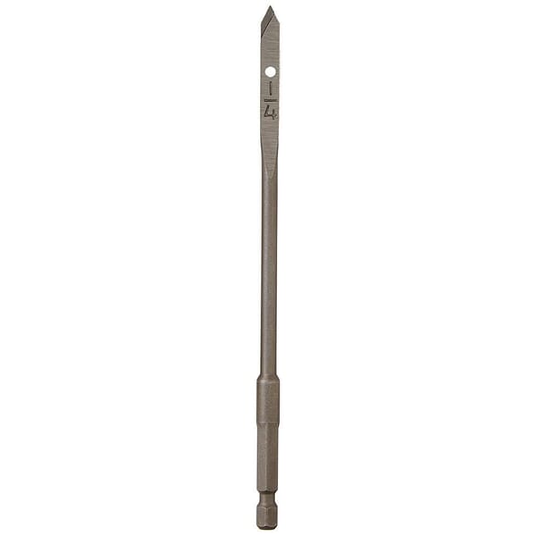 Milwaukee 48-27-0251 Flat Boring Bit, 1/4 in Dia, 6-3/16 in OAL, Flat Flute, 3/16 in Shank