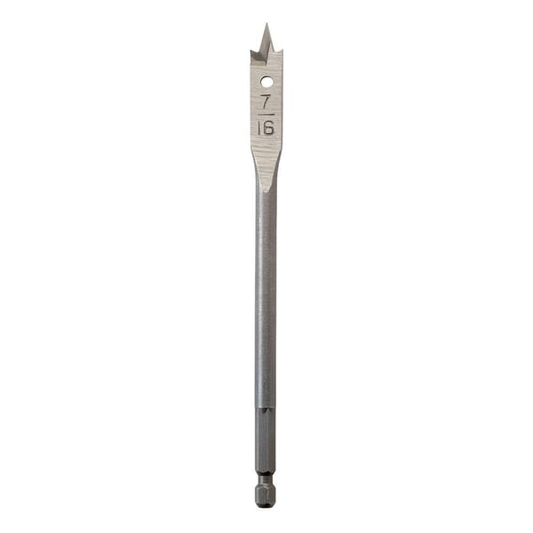 Milwaukee 48-27-0441 Flat Boring Bit, 7/16 in Dia, 6 in OAL, Flat Flute, 1/4 in Shank
