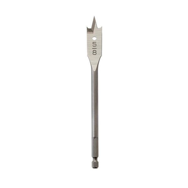 Milwaukee 48-27-0621 Flat Boring Bit, 5/8 in Dia, 6-1/8 in OAL, Flat Flute, 1/4 in Shank