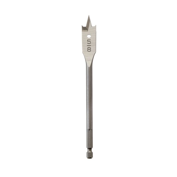 Milwaukee 48-27-0621 Flat Boring Bit, 5/8 in Dia, 6-1/8 in OAL, Flat Flute, 1/4 in Shank