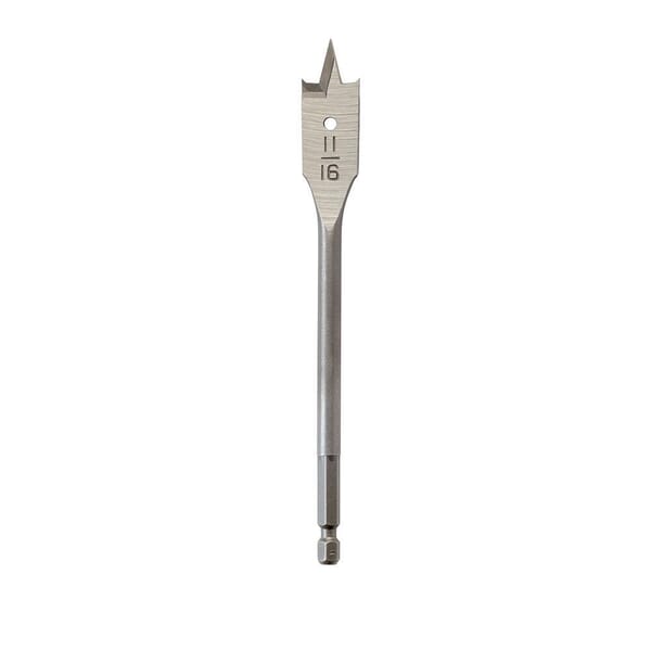 Milwaukee 48-27-0681 Flat Boring Bit, 11/16 in Dia, 6-1/8 in OAL, Flat Flute, 1/4 in Shank