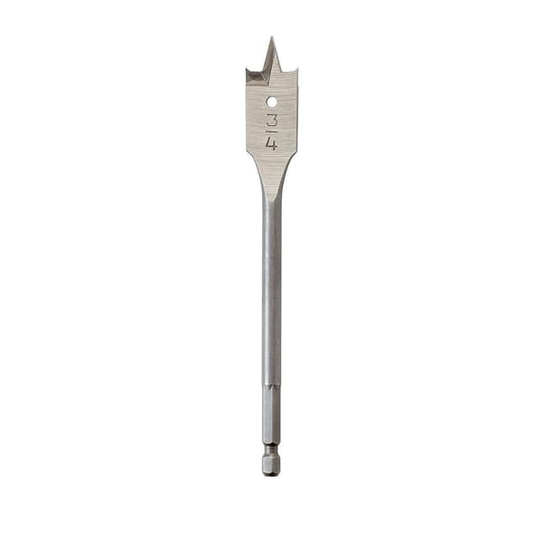 Milwaukee 48-27-0751 Heavy Duty Flat Boring Bit, 3/4 in Dia, 6-3/8 in OAL, Flat Flute, 1/4 in Shank