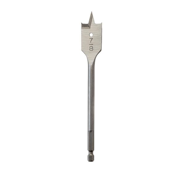 Milwaukee 48-27-0871 Heavy Duty Flat Boring Bit, 7/8 in Dia, 6-1/8 in OAL, Flat Flute, 1/4 in Shank