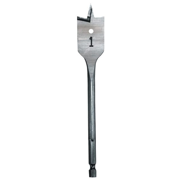 Milwaukee 48-27-1001 Heavy Duty Flat Boring Bit, 1 in Dia, 6-3/16 in OAL, Flat Flute, 1/4 in Shank