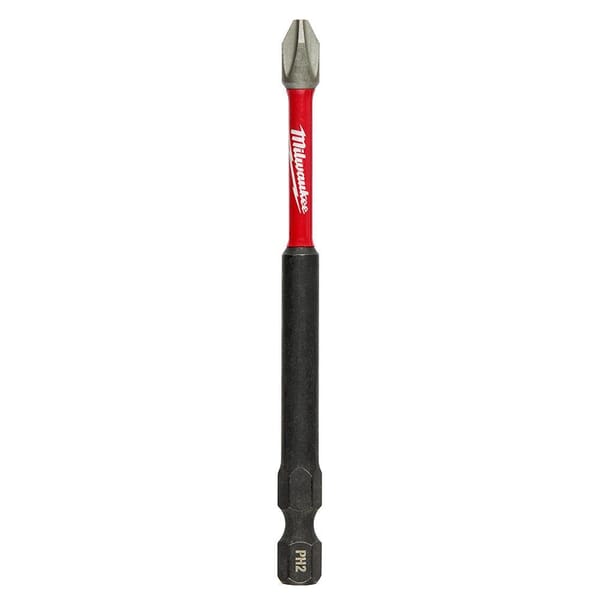 Milwaukee SHOCKWAVE Impact Duty 48-32-4791 Impact Power Bit, #2 Phillips Point, 3-1/2 in OAL, 1/4 in, Alloy Steel