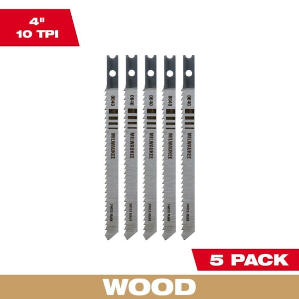 Milwaukee 48-42-0640 Heavy Duty Jig Saw Blade, 4 in L x 9/32 in W, 10 TPI, High Carbon Steel Cutting Edge, High Carbon Steel Body