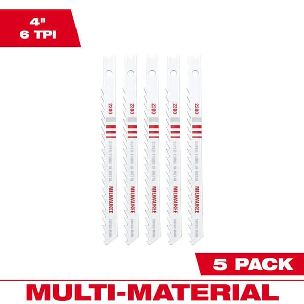 Milwaukee 48-42-2300 Jig Saw Blade, 4 in L x 9/32 in W, 6 TPI, Bi-Metal Cutting Edge, Bi-Metal Body