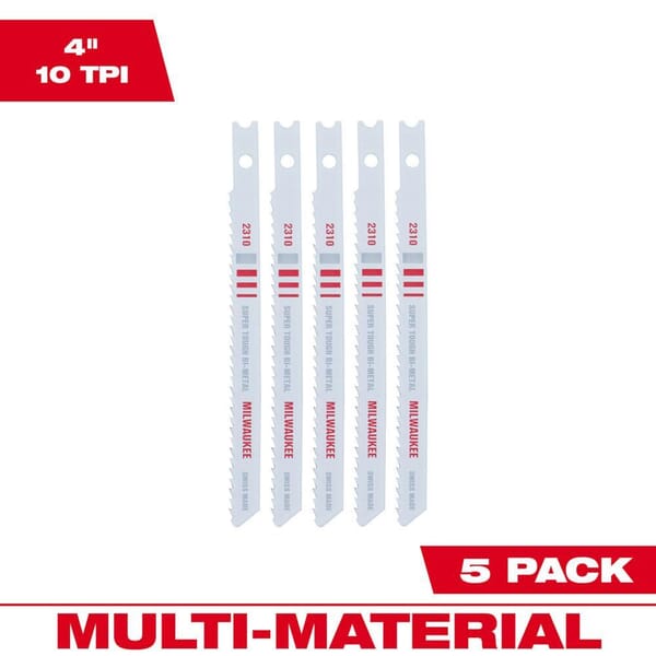 Milwaukee 48-42-2310 General Purpose Jig Saw Blade, 4 in L x 9/32 in W, 10 TPI, Bi-Metal Cutting Edge, Bi-Metal Body
