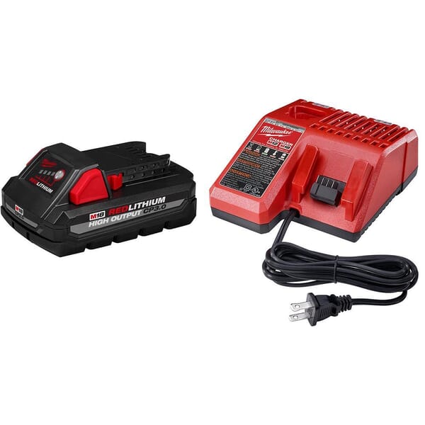 Milwaukee 48-59-1835 Starter Kit, 3 Ah Li-Ion Battery, 120 VAC Charge, For Use With M18 18 V Cordless Tools