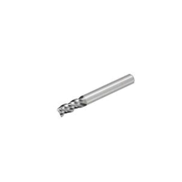 Mitsubishi Materials USA Corp 614352 VQMHZV Imperial Medium Cut Length Square End Mill, 1/8 in Dia Cutter, 0.313 in Length of Cut, 3 Flutes, 1/4 in Dia Shank, 2 in OAL, Smart Miracle Coated