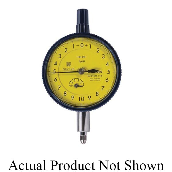 Mitutoyo 2050S-01 2 Series Lug Back Metric Dial Indicator With 3/8 in Stem, 20 mm, 0 to 100 Dial Reading, 0.01 mm, 57 mm Dial, #4-48 UNF Tip