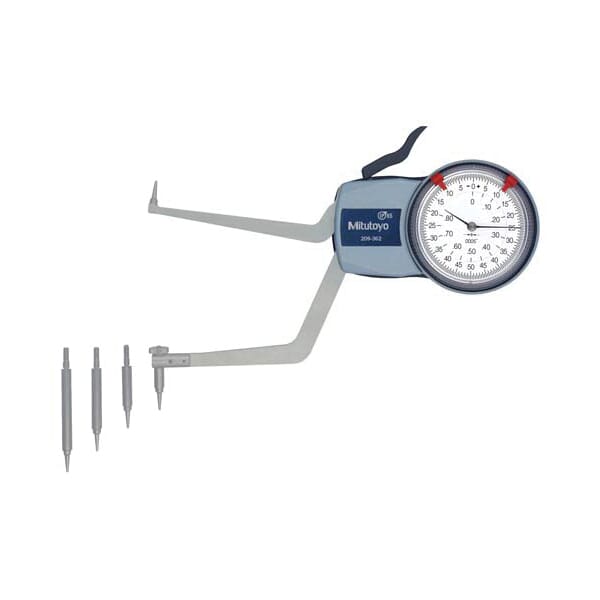 Mitutoyo 209-362 Internal Imperial Dial Caliper Gage, 3.6 to 5.6 in, Graduations: 0.0005 in, 0.06 in W x 0.31 in D Groove