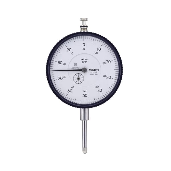 Mitutoyo 3047S 3 Series Large Dial Face Lug Back Metric Dial Indicator, 10 mm, 0 to 50 to 0 Dial Reading, 0.01 mm, 78 mm Dial, M2.5x0.45 Tip