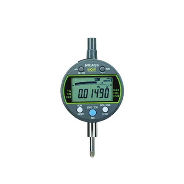 Mitutoyo ABSOLUTE 543-302 ID-C 543 Inch/Metric Peak Hold Digimatic Indicator With Lug Back, 1/2 in/12.7 mm Measuring, 0.00012 in, 0.003 mm Accuracy, 0.00005 in, 0.0001 in, 0.0005 in/0.001 mm, 0.01 mm Resolution, LCD Display