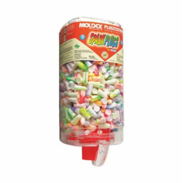 Moldex 6645 SparkPlugs PlugStation Earplugs, 33 dB Noise Reduction, Tapered Shape, ANSI S3.19-1974, Disposable, Uncorded Design