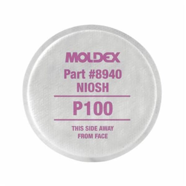 Moldex 8940 Disk Filter, For Use With Moldex 8000 Series Respirators, P100 Filter Class, 0.999 Filter Efficiency, Threaded Connection, Resists: Non-Oil Based Particulates