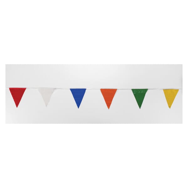 Mutual 14991 Multi-Color Pennant Banner Flag, 12 in H x 9 in W, 60 ft OAL, HDPE/Polypropylene