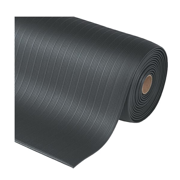 NoTrax 408R0324BL Achilles 408 Anti-Fatigue Mat, 60 ft L x 2 ft W x 3/8 in THK, PVC Foam, Ribbed Surface Pattern, Resists: Abrasion, Slip, Tear and Wear