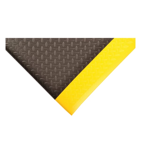 NoTrax 419S0026BY Diamond Sof-Tred Rectangle Anti-Fatigue Floor Mat With Dyna-Shield, 6 ft L x 2 ft W x 1/2 in THK, Closed Cell PVC Sponge, Diamond Plate Surface Pattern, Resists: Abrasion and Tear