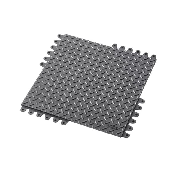 NoTrax 570S1818BL De-Flex 570 Heavy Duty Modular Anti-Fatigue Floor Mat, 1-1/2 ft L x 1-1/2 ft W x 3/4 in THK, Natural Rubber, Diamond Plate Surface Pattern, Resists: Slip and Wear