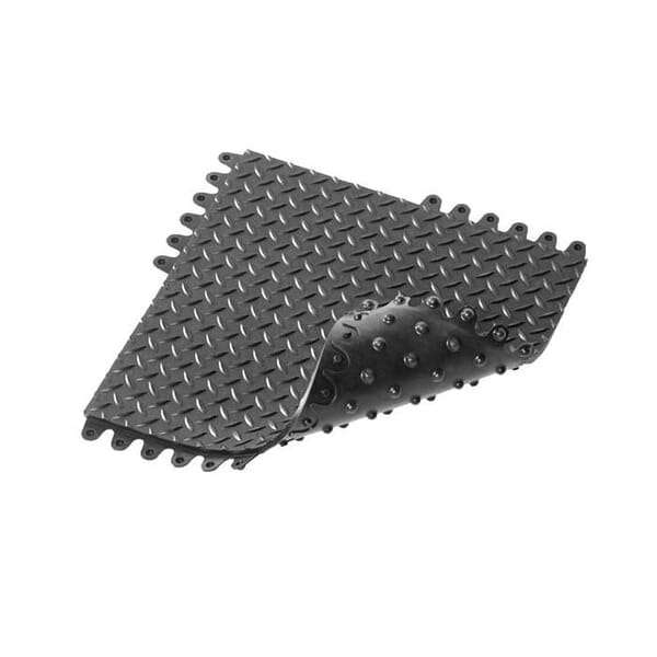 NoTrax 570S1818BL De-Flex 570 Heavy Duty Modular Anti-Fatigue Floor Mat, 1-1/2 ft L x 1-1/2 ft W x 3/4 in THK, Natural Rubber, Diamond Plate Surface Pattern, Resists: Slip and Wear