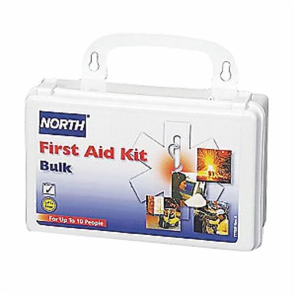 North by Honeywell 019700-0001L Bulk Portable Waterproof First Aid Kit, Wall Mount, Plastic Case, 8 in H x 5 in W x 2-3/4 in D