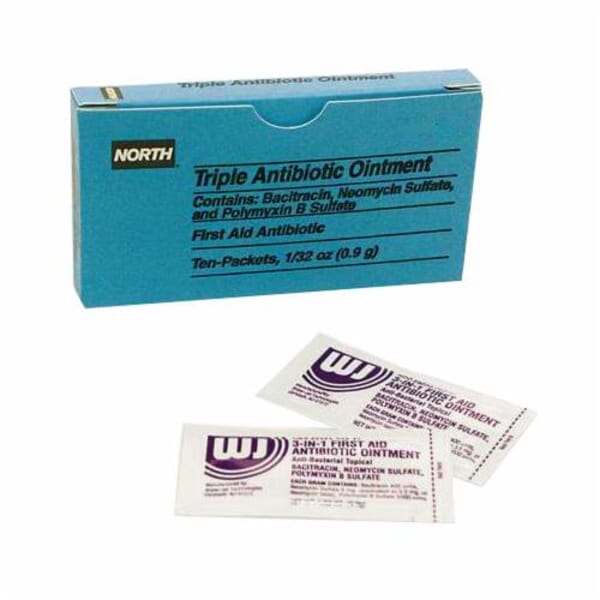 North by Honeywell 020125 Triple Antibiotic Ointment, Foil Pack Packing, Formula: Bacitracin/Neomycin Suflate and Polymyxin-B Sulfate