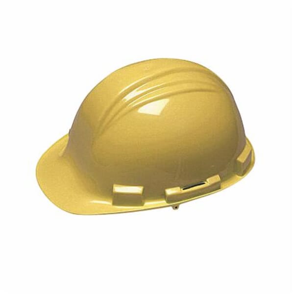 North by Honeywell A79R020000 Peak Front Brim Hard Hat, 6-1/2 Fits Mini Hat, 8 Fits Max Hat, HDPE, 4-Point Nylon Suspension, ANSI Electrical Class Rating: Class E, ANSI Impact Rating: Type I, Ratchet Adjustment
