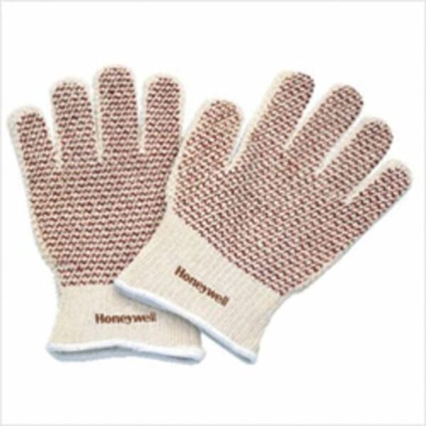 North by Honeywell 51/7147 Mens General Purpose Gloves, Ambidextrous Style, Nitrile Palm, 7 ga Cotton, Cream/Red, Knit Wrist Cuff, Resists: Abrasion, Cut, Heat and Tear, Cotton Lining