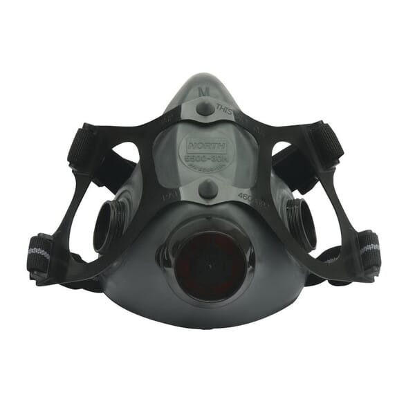 North by Honeywell Half Mask Respirator, Yolk/Cradle Suspension, Thread Connection, Resists: Airborne Particulates, Biohazard, Chemical, Gas, Vapors and Smoke