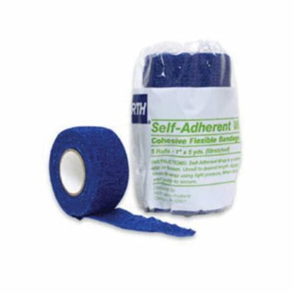 North by Honeywell 720070-H5 Non-Sterile Self-Adherent Wrap, 5 yd L x 1 in W, Blue, Elastic