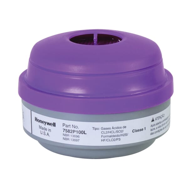 North by Honeywell 7582P100L N Series Combination Cartridge, For Use With 5400, 5500, 7600 and 7700 Series Respirators, P100 Filter Class, 0.999 Filter Efficiency, Threaded Connection