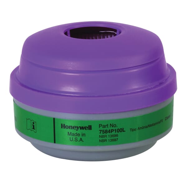 North by Honeywell 7584P100L Combination Cartridge, For Use With 5400, 5500, 7600 and 7700 Series Respirators, P100 Filter Class, 0.999 Filter Efficiency, Threaded Connection, Resists: Aerosols By Removing Dusts, Fumes, Fibers, Mists and other Particles