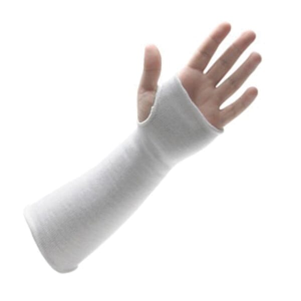 North by Honeywell CTSS-2-14TH CTSS-2 Cut-Resistant Sleeves With Thumb Hole, Universal, 14 in L x 2 ply THK, Fiberglass/HPPE/Polyester, White