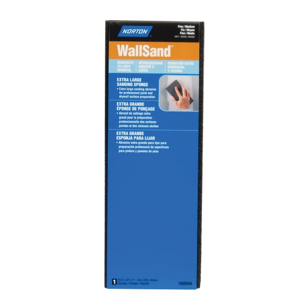 Norton WallSand 07660700944 Extra Large Area Sanding Sponge, 9 in L x 3-5/16 in W x 1 in THK, 80/120 Grit, Fine/Medium Grade