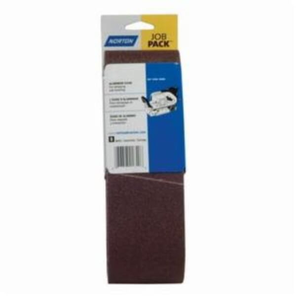 Norton Metalite 07660700968 R255 Portable Coated Abrasive Belt, 3 in W x 18 in L, 80 Grit, Coarse Grade, Aluminum Oxide Abrasive, Cotton Backing