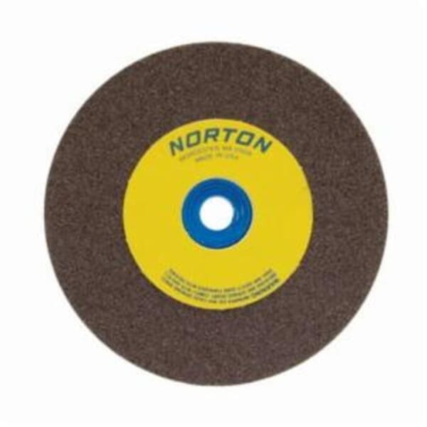 Norton Gemini 07660788210 57A Alundum Straight Bench and Pedestal Grinding Wheel, 5 in Dia x 3/4 in THK, 1 in Center Hole, 60/80 Grit, Aluminum Oxide Abrasive