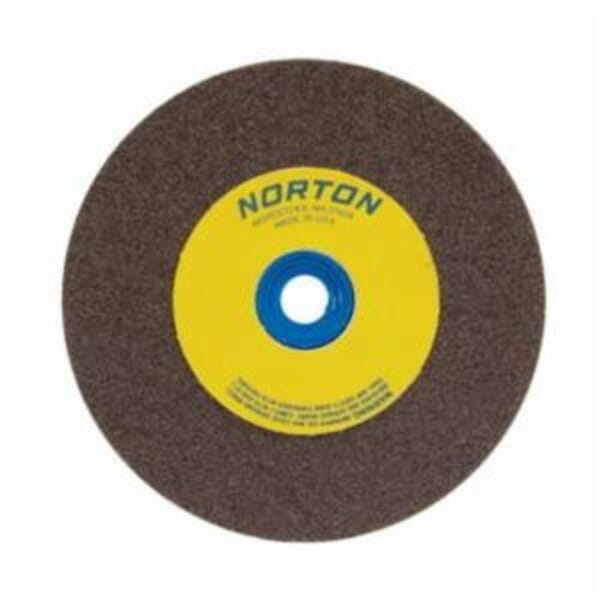 Norton Gemini 07660788278 57A Alundum Straight Bench and Pedestal Grinding Wheel, 8 in Dia x 3/4 in THK, 1 in Center Hole, 36/46 Grit, Aluminum Oxide Abrasive