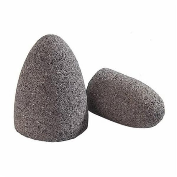 Norton Gemini 61463614503 57A24-R Portable Snagging Cone, 1-3/4 in Max Diameter, 3 in THK Head, 24 Grit, Coarse Grade, Aluminum Oxide Abrasive