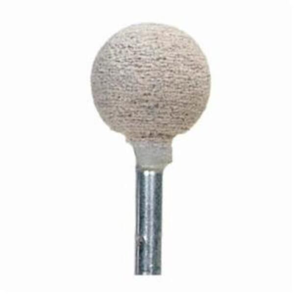 Norton 61463622657 Cotton Fiber Mounted Point, B121 Ball Point, 1/2 in Dia x 1/2 in L Head, 1/8 in Dia Shank