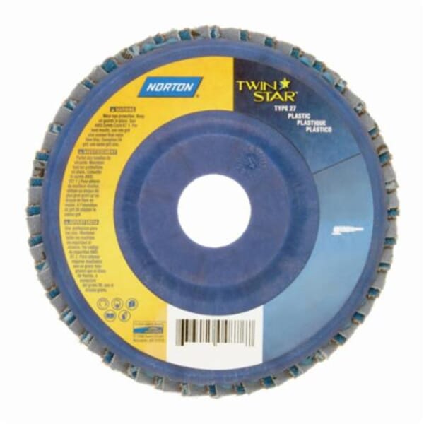 Norton Red Heat 63642536150 R961 Arbor Thread Quick-Trim Standard Density Coated Abrasive Flap Disc, 7 in Dia, P40 Grit, Extra Coarse Grade, Ceramic Alumina/Zirconia Alumina Abrasive, Type 27 Flat Disc