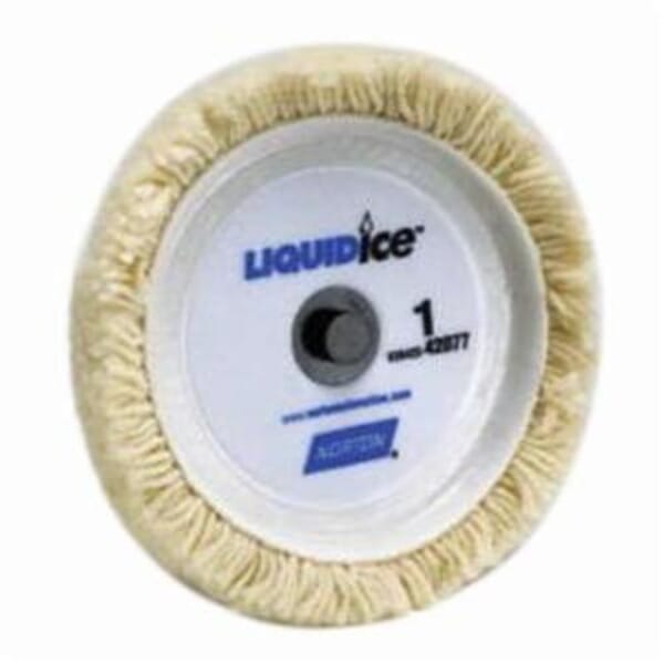 Norton Liquid Ice 63642542077 Step 1 Buffing and Polishing Pad, 8 in Dia, Hook and Loop Attachment, Wool Pad