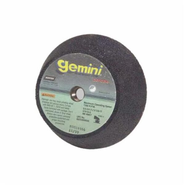 Norton Gemini 66243510512 57A Type 11 Portable Snagging Wheel, 4 in Dia Max, 2 in THK, Flaring Cup Shape