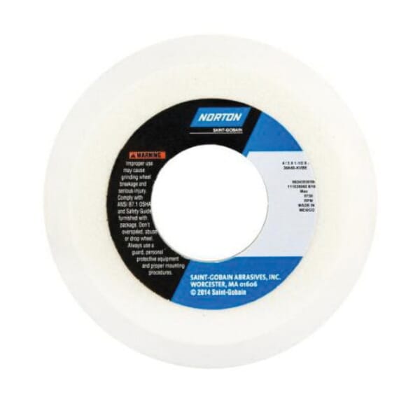 Norton 66243529197 38A Toolroom Wheel, 3 in Dia x 1-1/4 in THK, 3/4 in Center Hole, 60 Grit, Aluminum Oxide Abrasive