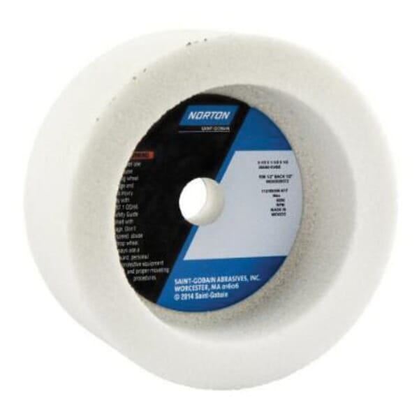Norton 66243529372 38A Toolroom Wheel, 3-1/2 in Dia x 1-1/2 in THK, 1/2 in Center Hole, 60 Grit, Aluminum Oxide Abrasive