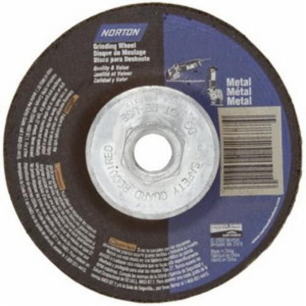 Norton 66252819559 Depressed Center Wheel, 4-1/2 in Dia x 1/4 in THK, Aluminum Oxide Abrasive