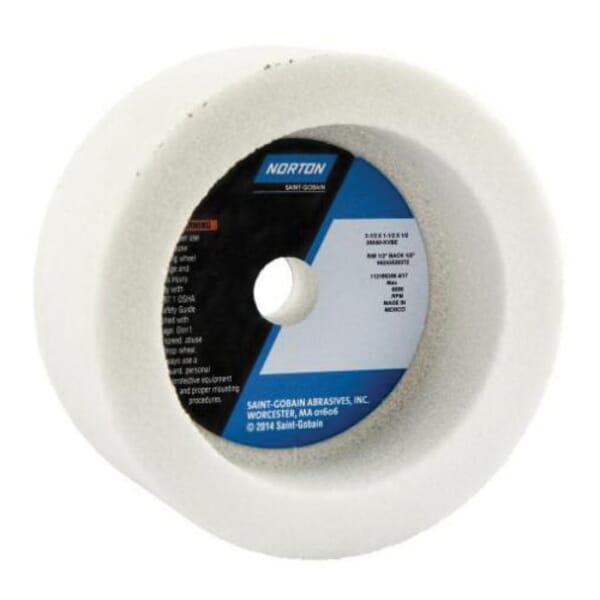 Norton 66252830842 38A Toolroom Wheel, 5 in Dia x 1-1/2 in THK, 1-1/4 in Center Hole, 46 Grit, Aluminum Oxide Abrasive