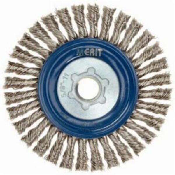 NortonBLUEFIRE 66252842233 Narrow Face Wheel Brush, 4 in Dia Brush, 3/16 in W Face, 0.02 in Dia Stringer Bead Knot Filament/Wire, 5/8-11 Arbor Hole