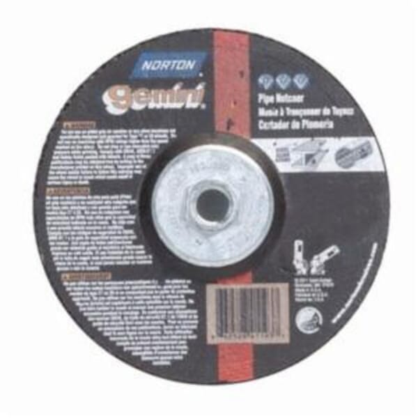 Norton Gemini 66252841193 DC618HGXXL Type 27/42 2XL Depressed Center Cut-Off Wheel With Quick-Change Hub, 6 in Dia x 1/8 in THK, 30 Grit, Aluminum Oxide Abrasive